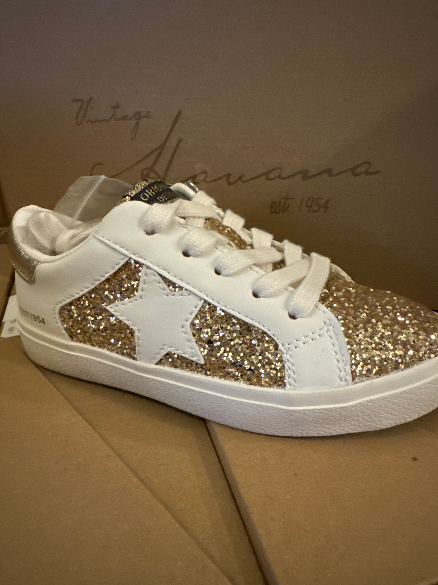 Kids Vintage Havana Gold Glitter Sneakers