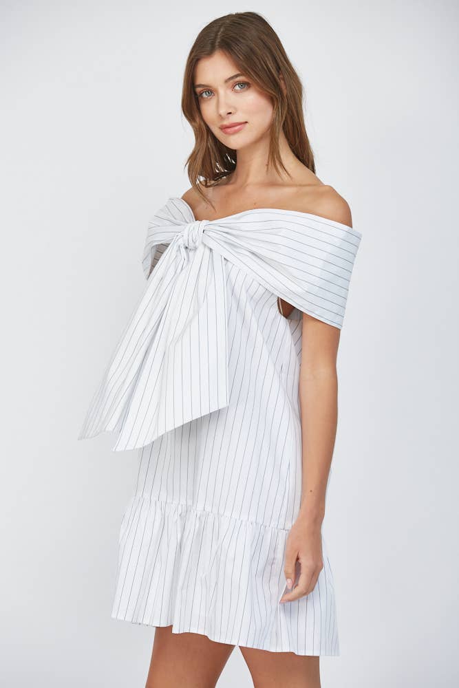 PIN STRIPE BIG BOW DRESS