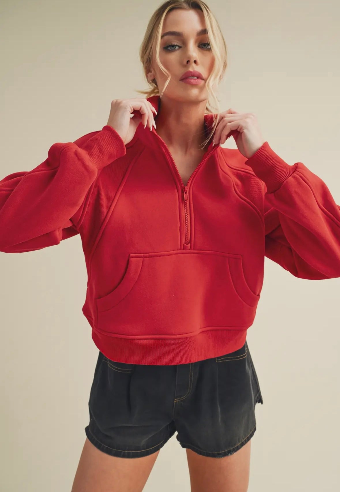 Scuba Half Zip: Tomato