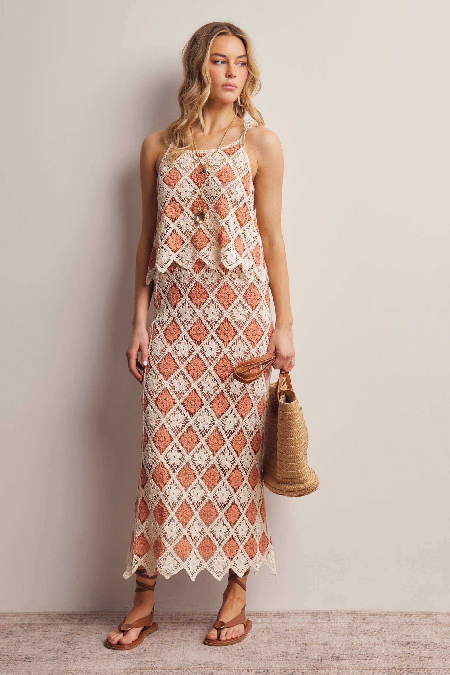 Crochet Diamond Midi Skirt