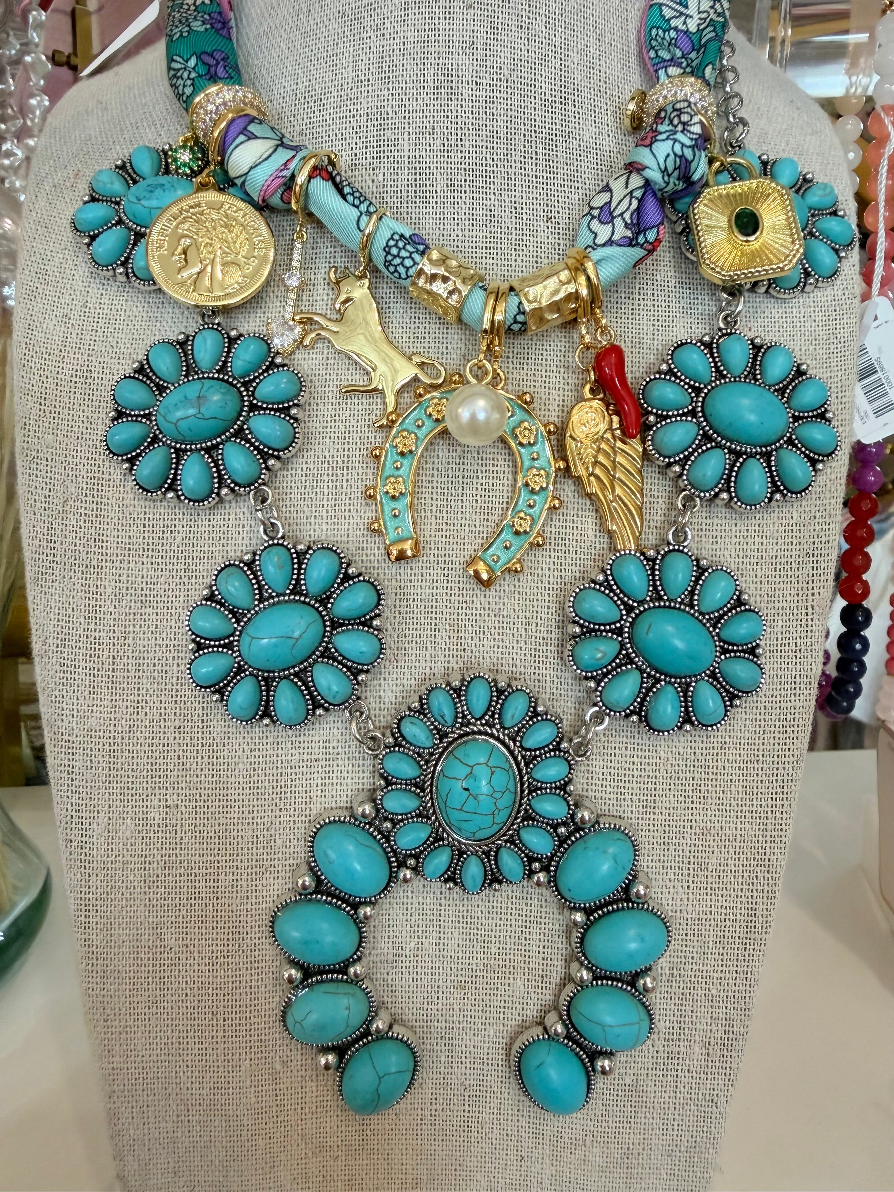 Western Turquoise Charm Necklace