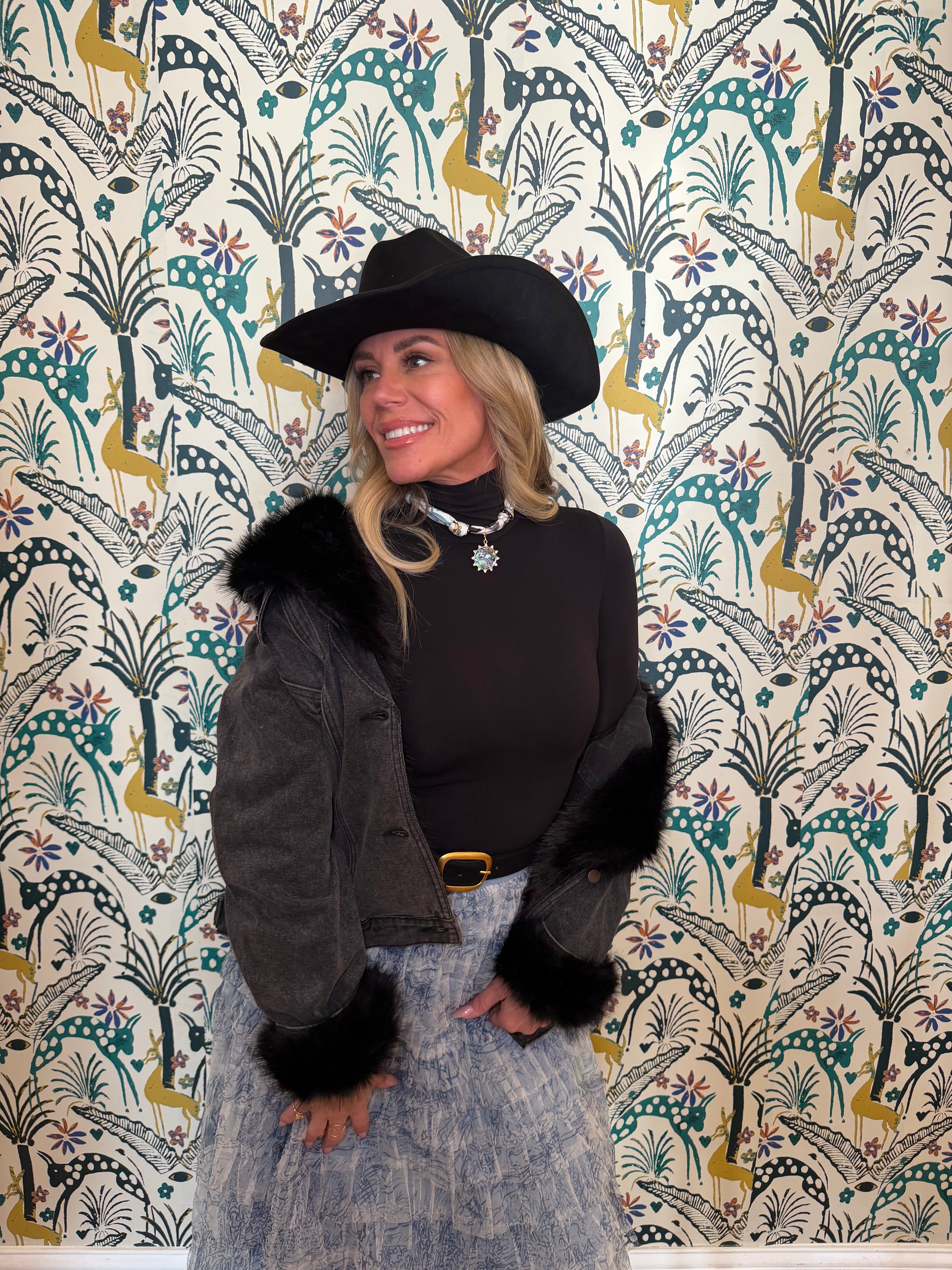 Over sized Fur Denim Jacket