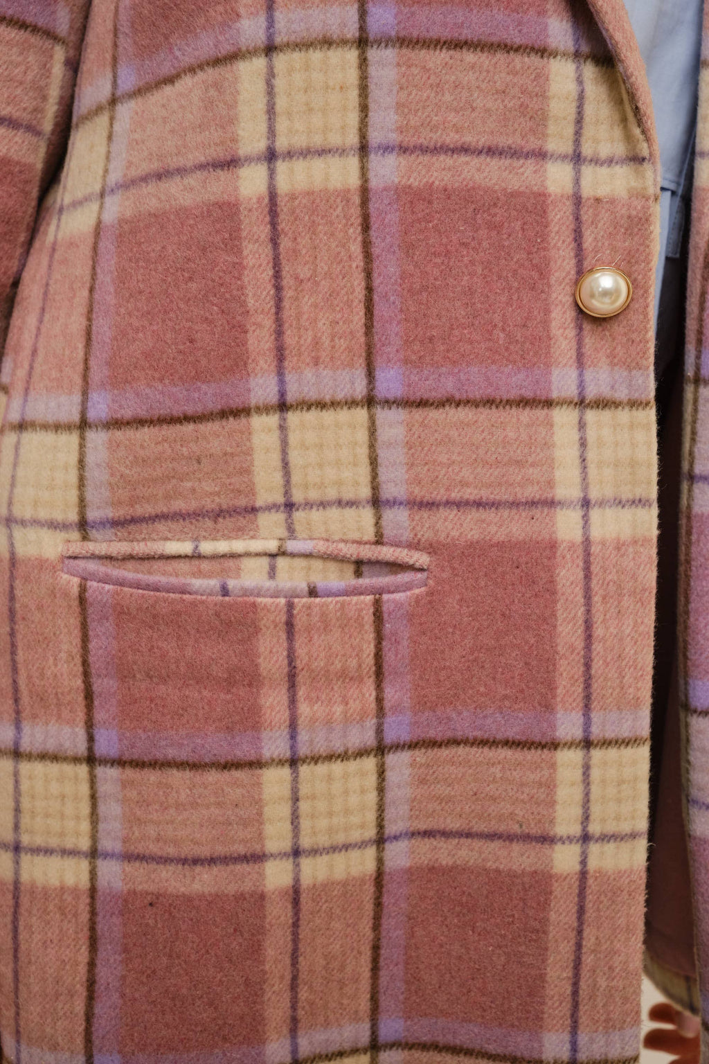 Plaid Pearl Button Blazer