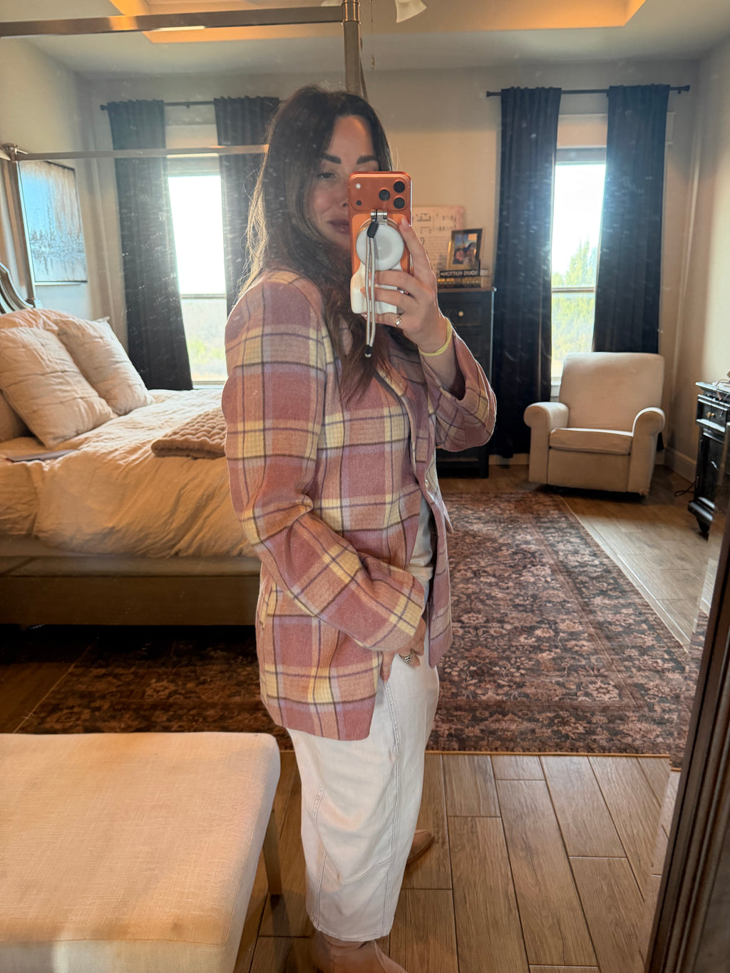 Plaid Pearl Button Blazer