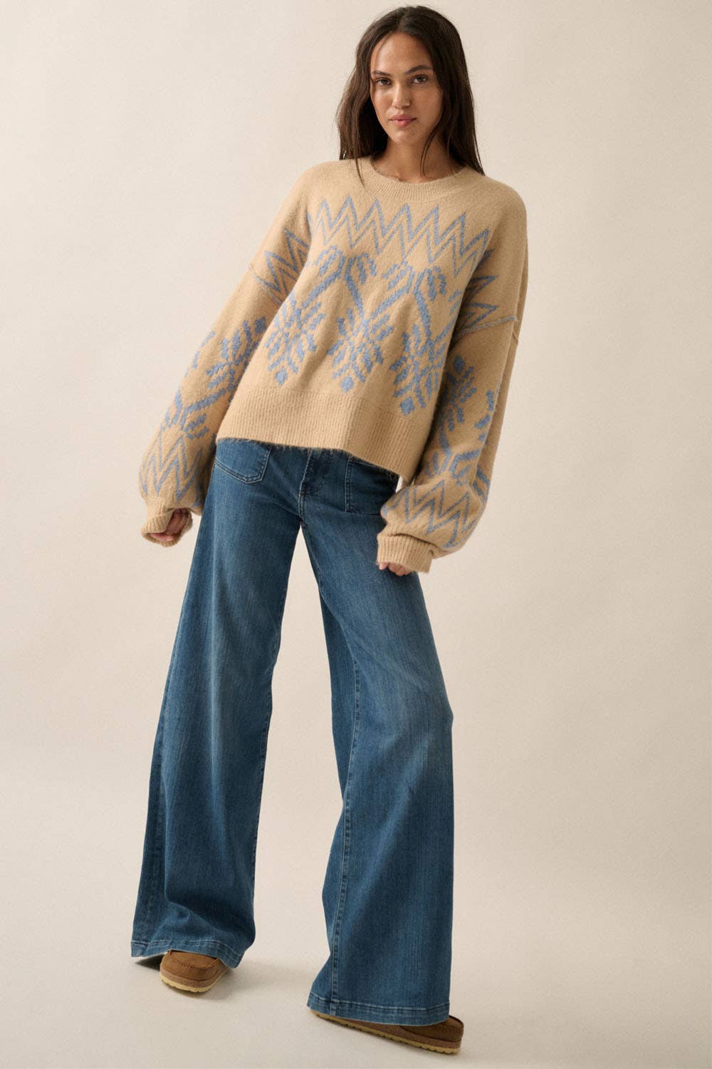 Alpine Knit Exposed-Seam Sweater Coconut Milk