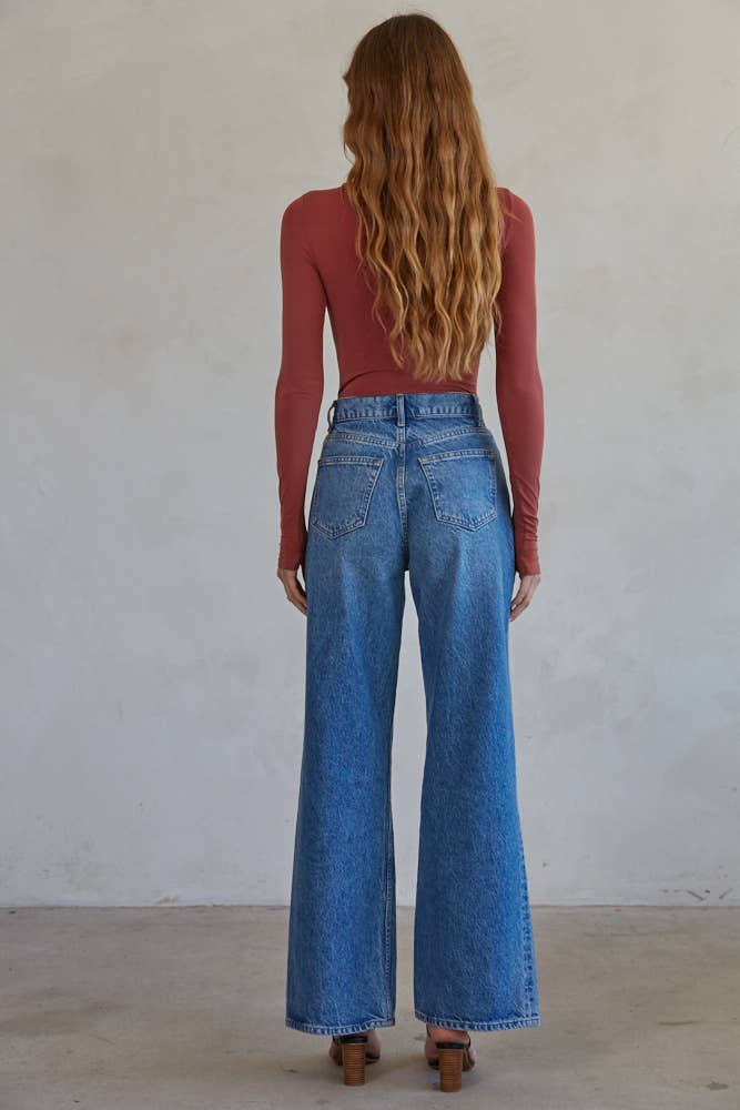 Knit Seamless Turtle Neck Long Sleeve Bodysuit: 3 Colors