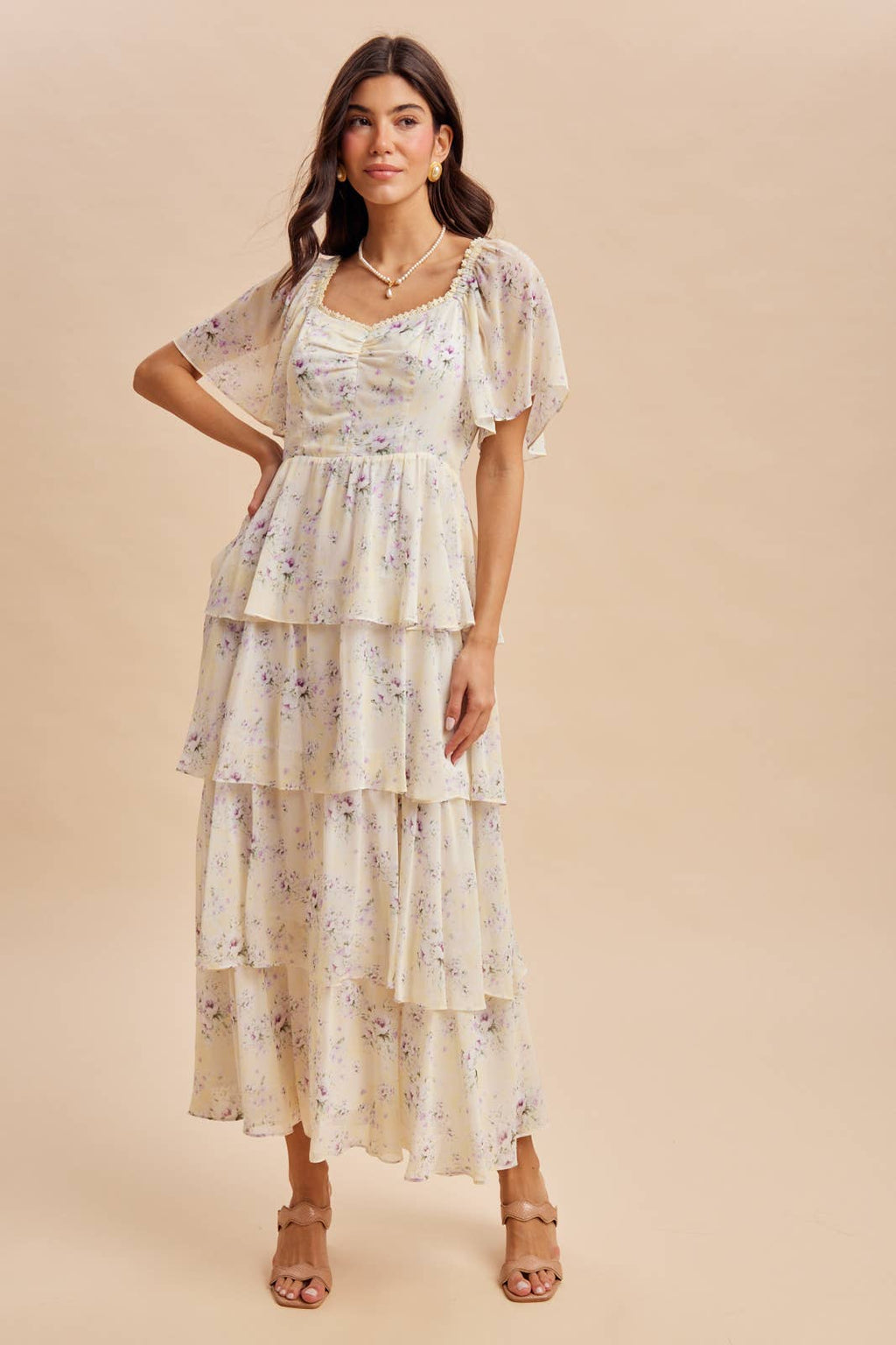 LEMON WATER TIERED DRESS