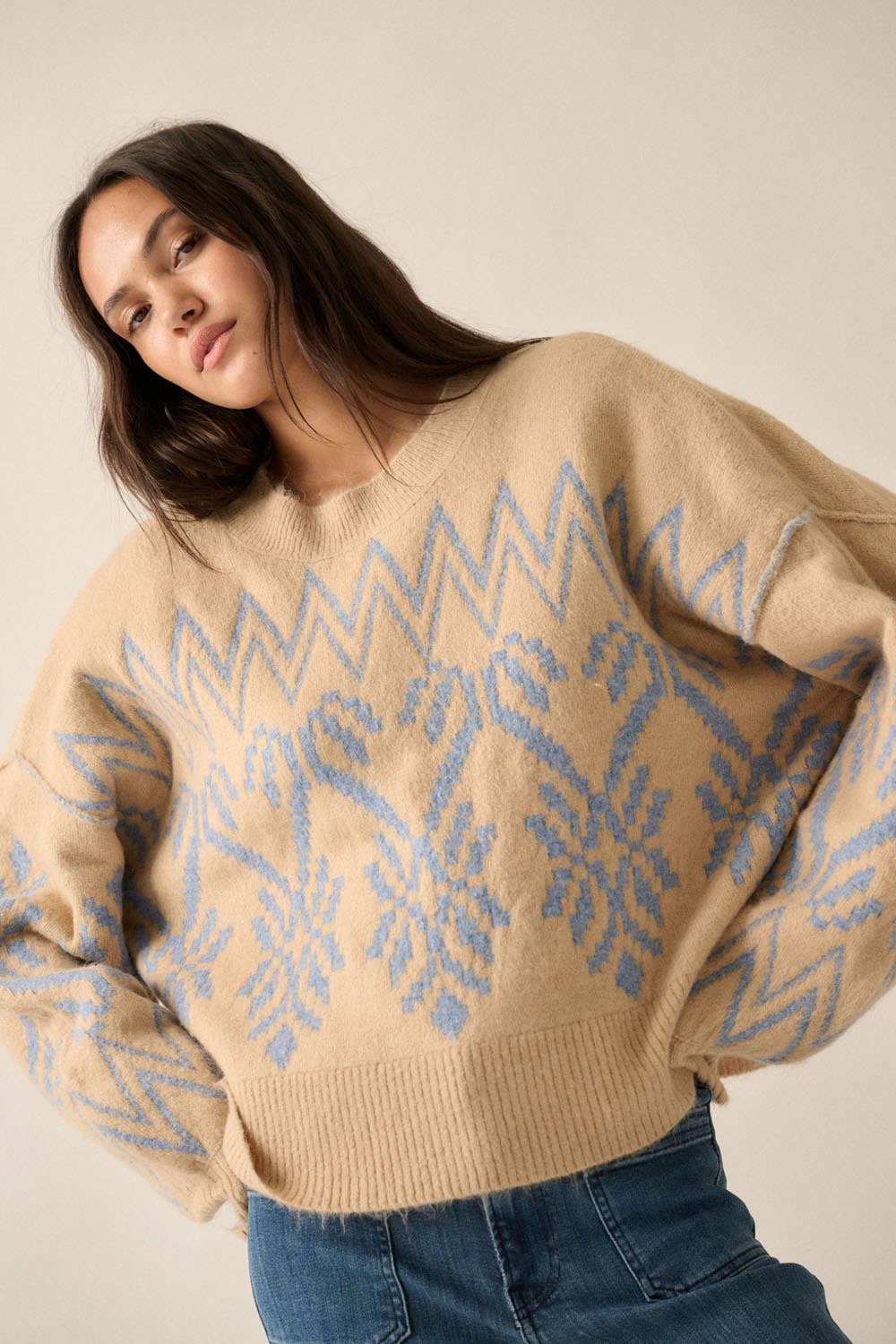 Alpine Knit Exposed-Seam Sweater Coconut Milk