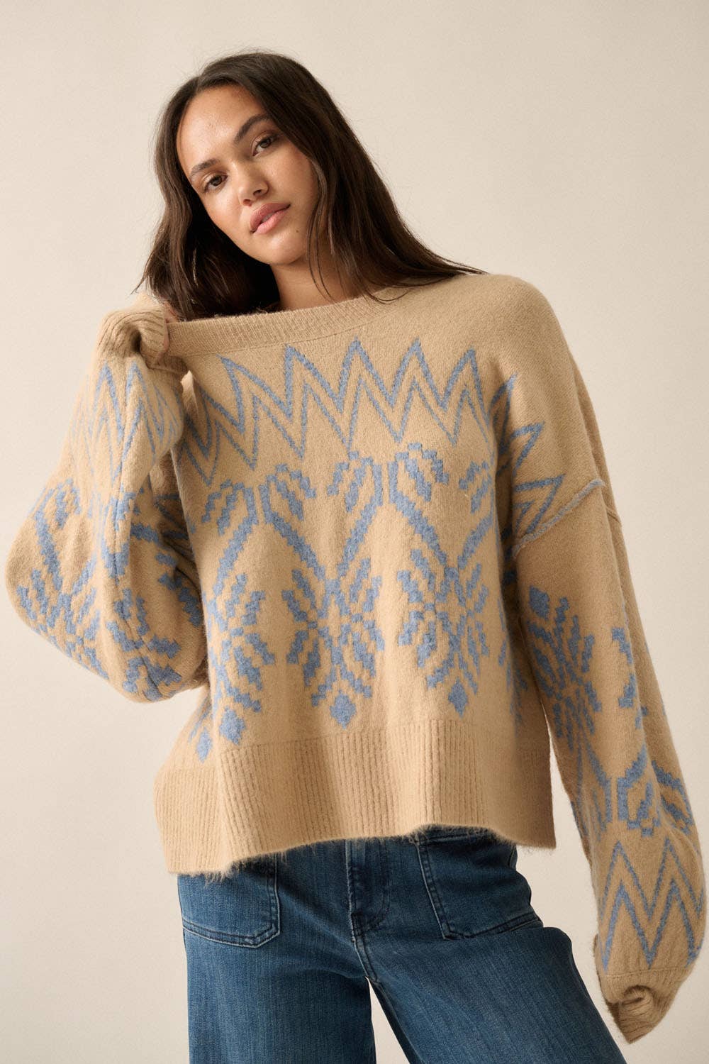 Alpine Knit Exposed-Seam Sweater Coconut Milk