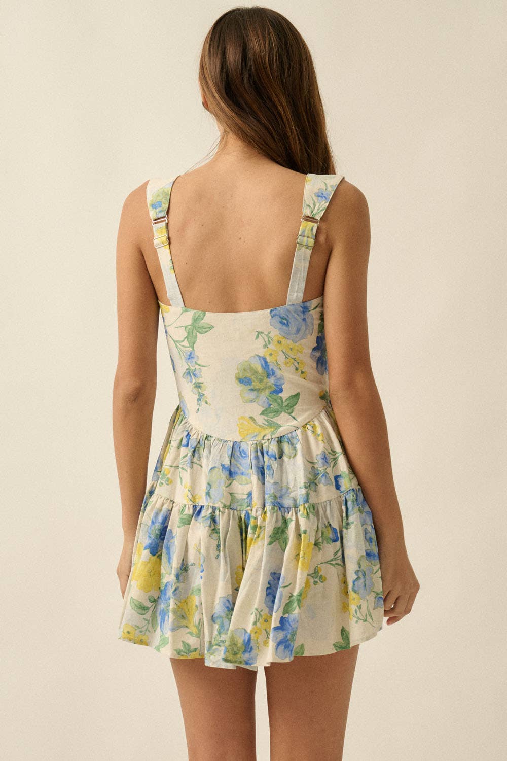 Floral-Print Fit-and-Flare Tiered Ruffle Romper