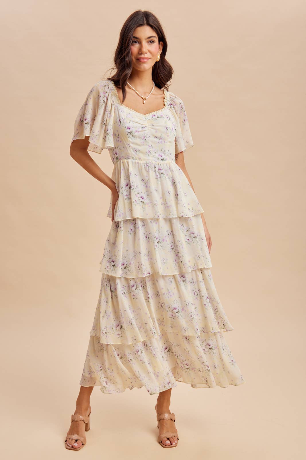 LEMON WATER TIERED DRESS