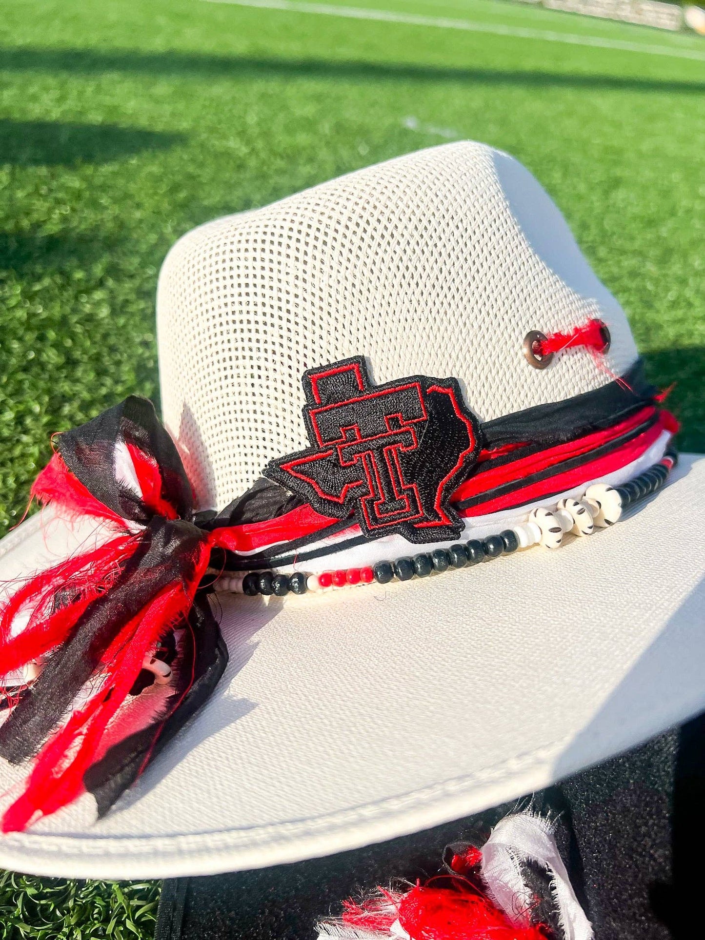 Red Raider Hat: Fedora Straw WHITE