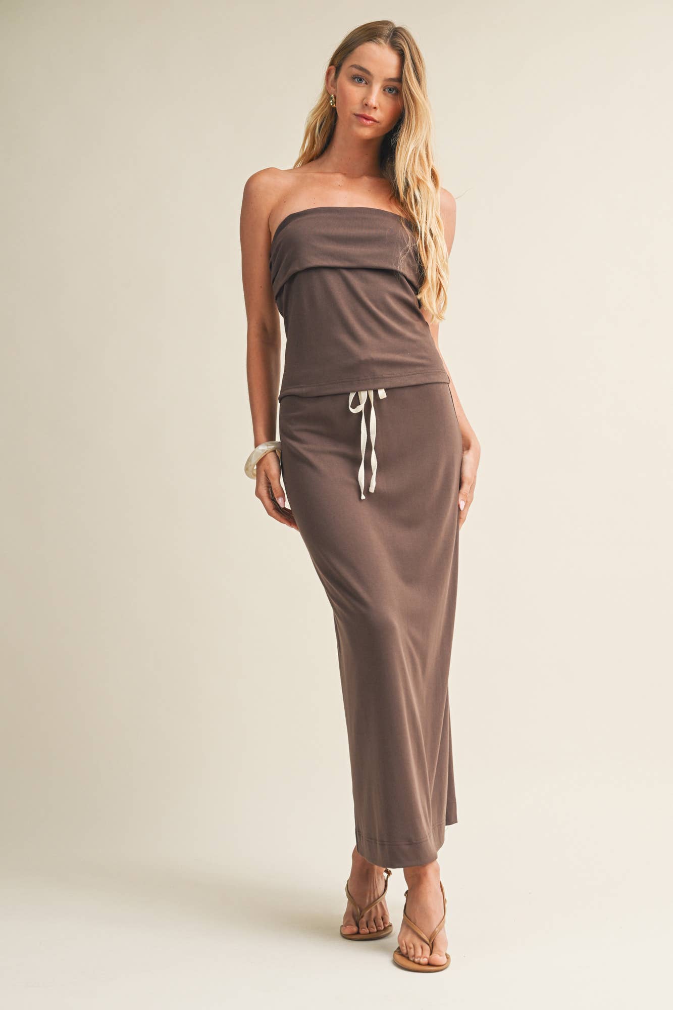 KNIT JERSEY TWO-PIECE SET ICED COFFEE