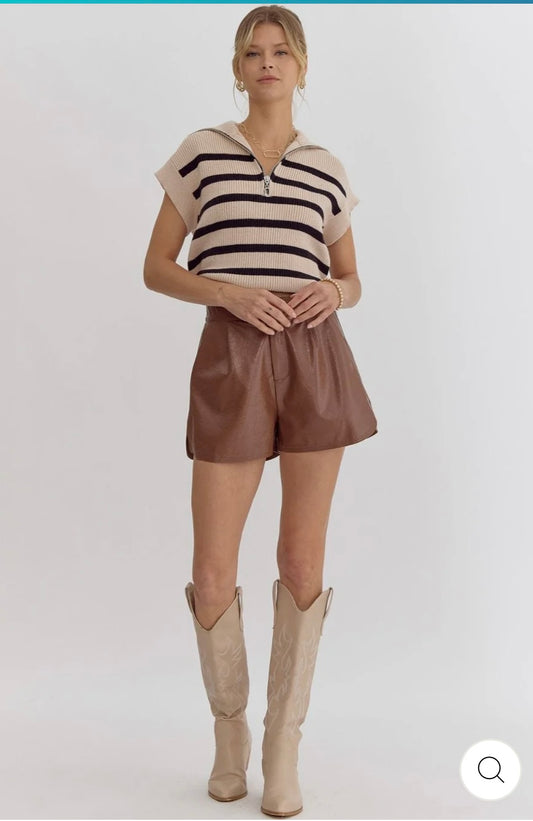 Brown Leather Shorts