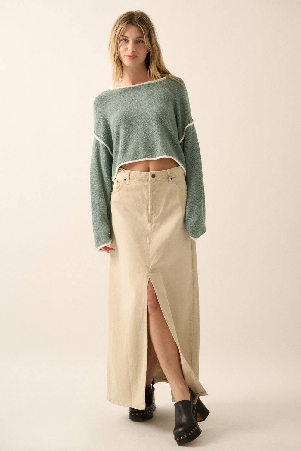 Loose Knit Boat Neck Sweater