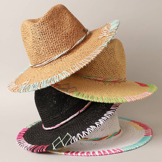 Stitched Brim Panama Hat 2 colors