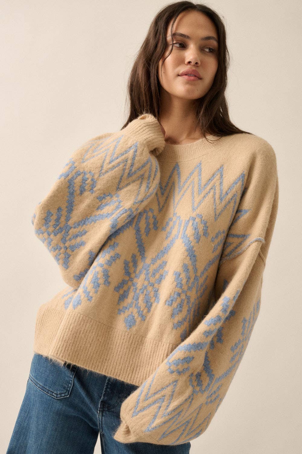 Alpine Knit Exposed-Seam Sweater Coconut Milk