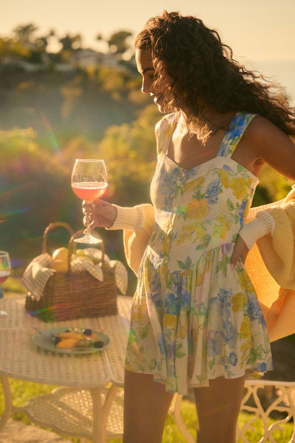 Floral-Print Fit-and-Flare Tiered Ruffle Romper