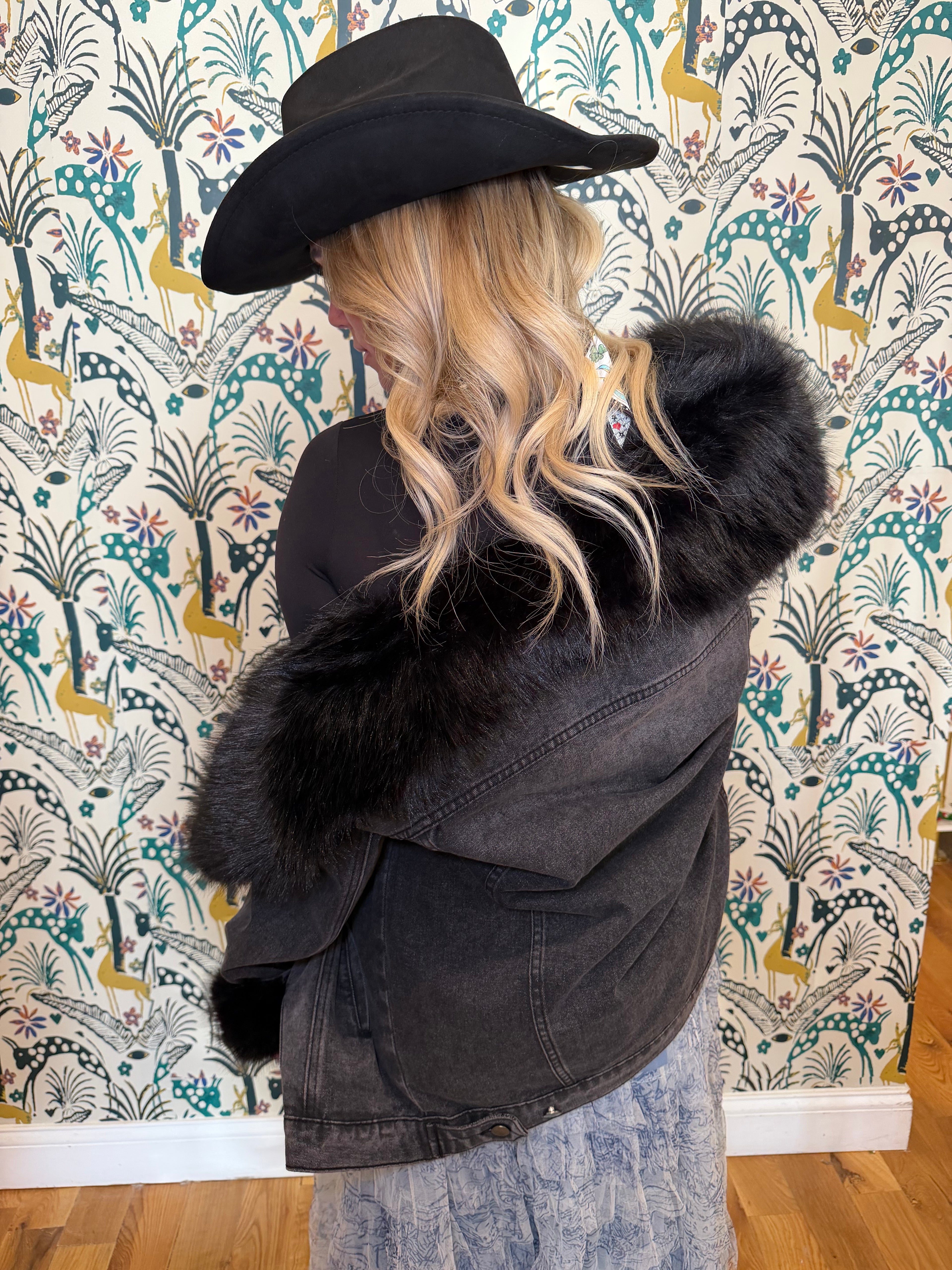 Over sized Fur Denim Jacket