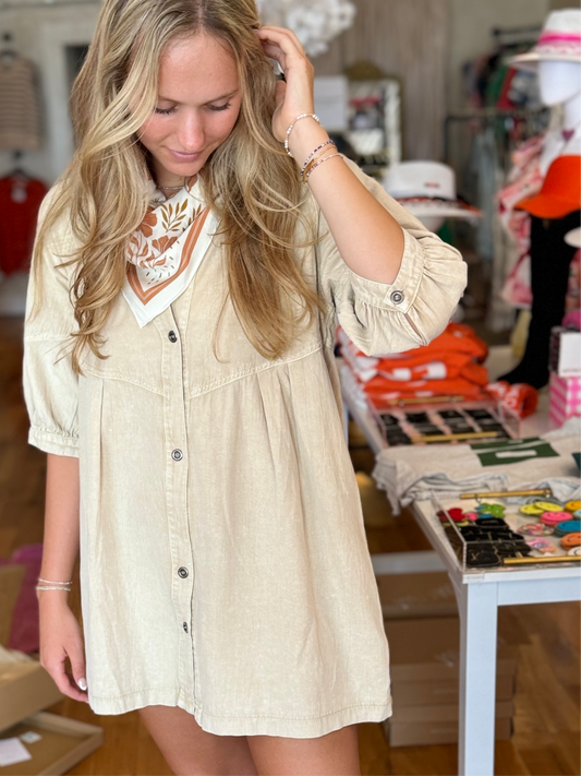 Cream Denim Dress