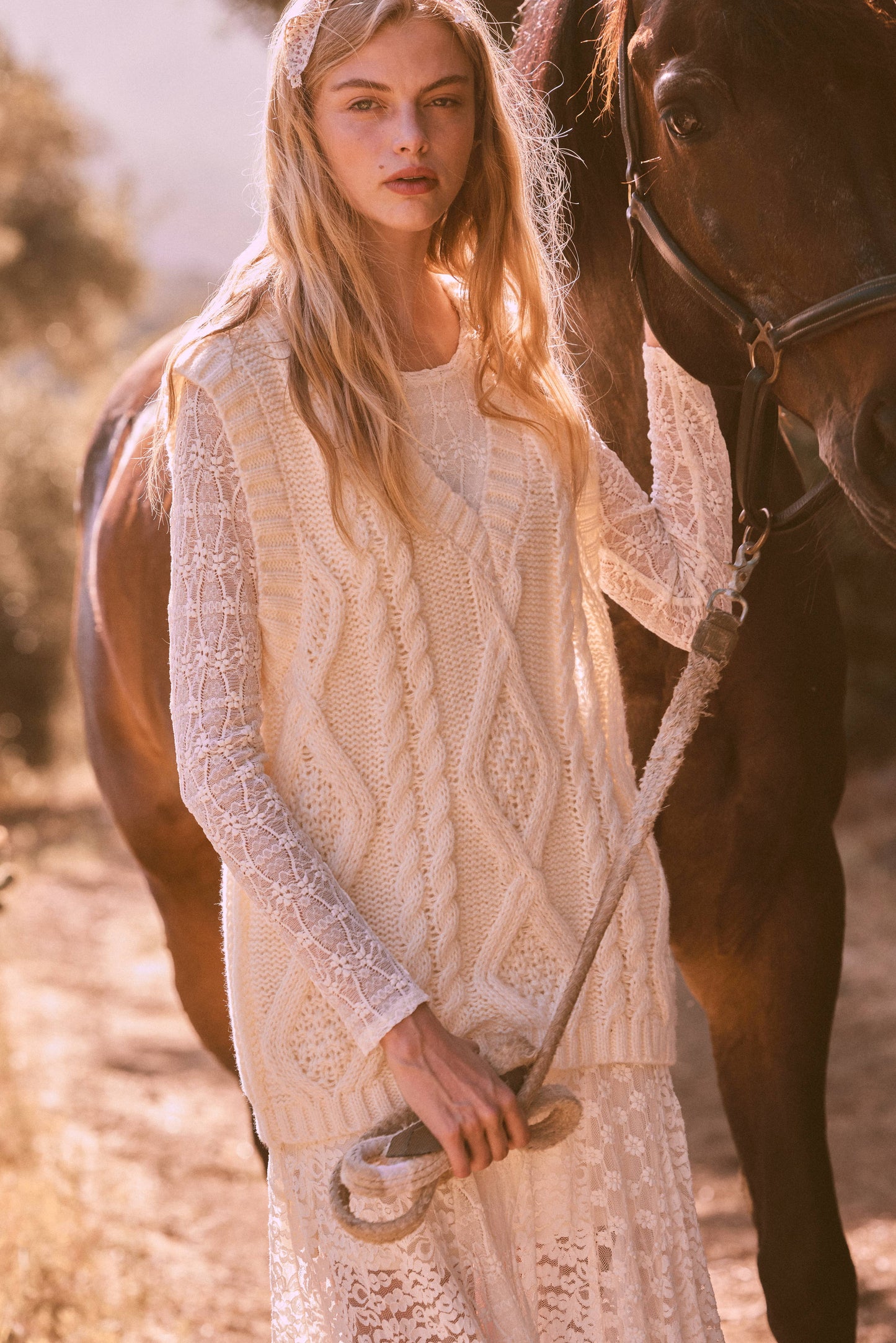 Mocha Cable-Knit Sweater Vest