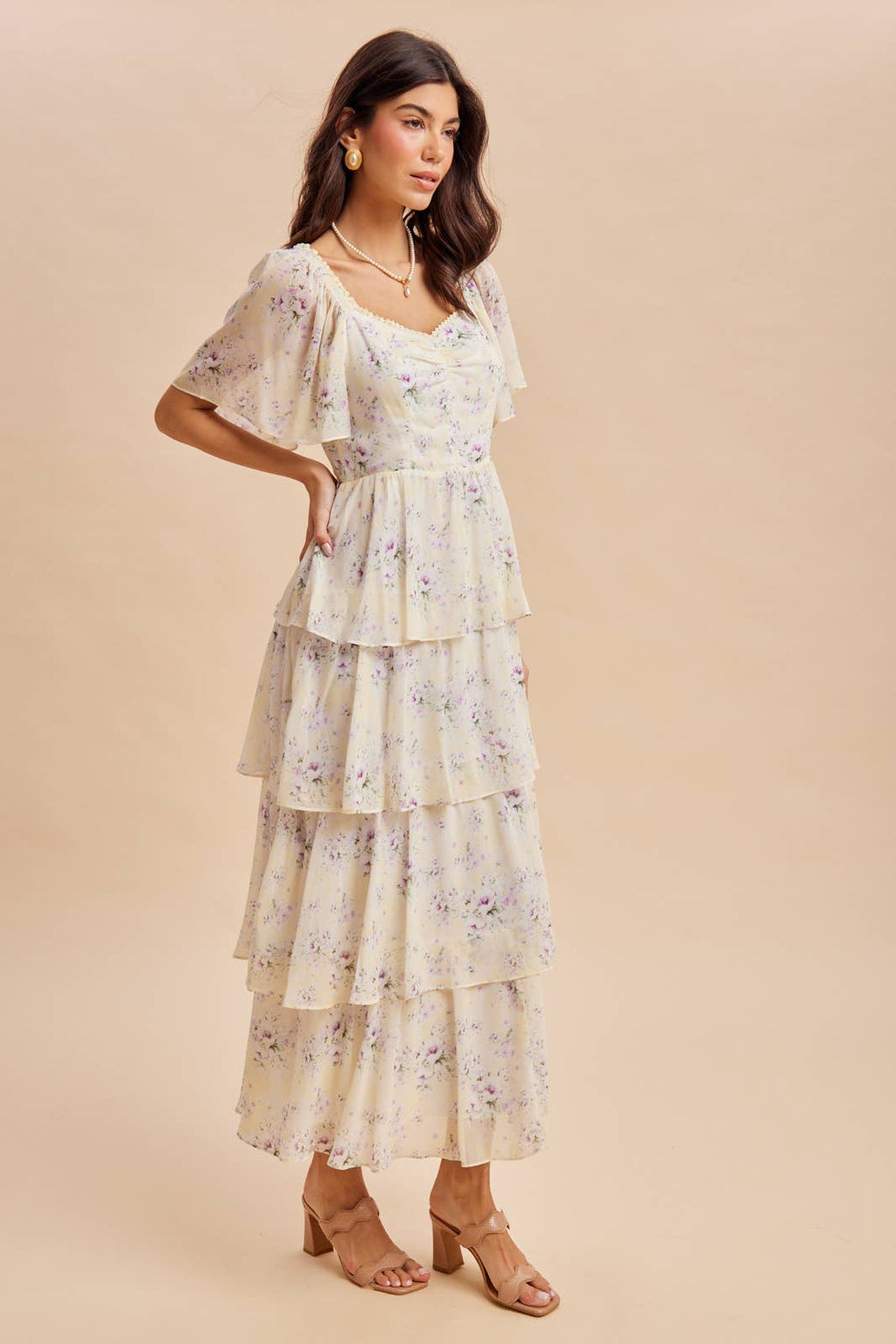 LEMON WATER TIERED DRESS