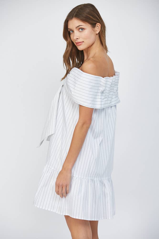 PIN STRIPE BIG BOW DRESS