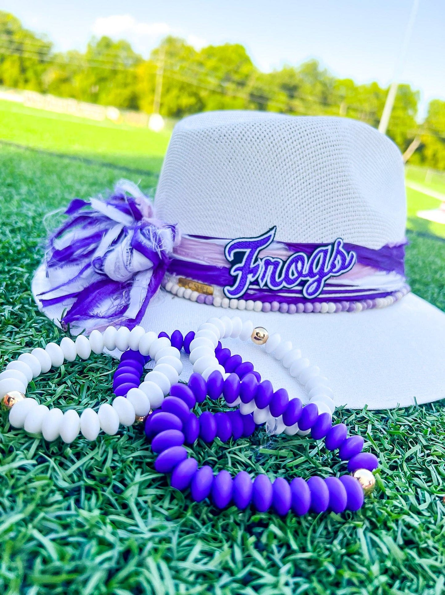 Horned Frogs Hat: Fedora Straw WHITE