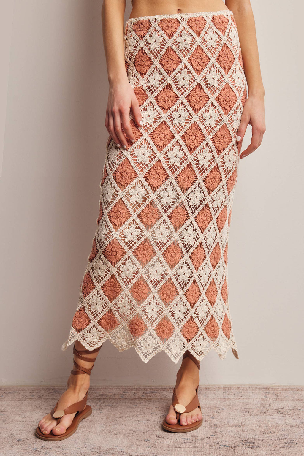 Crochet Diamond Midi Skirt