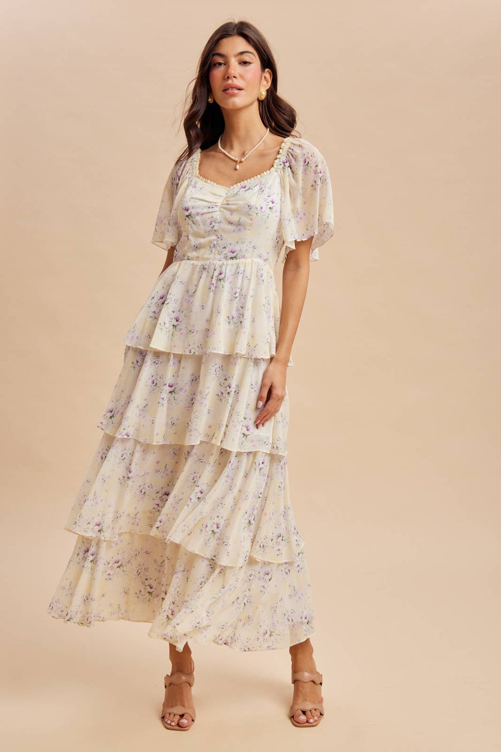 LEMON WATER TIERED DRESS