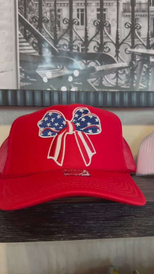 Red White & Bow Hat